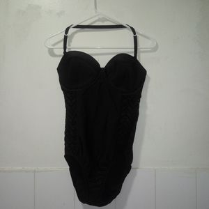 Strapless one piece bathing suit